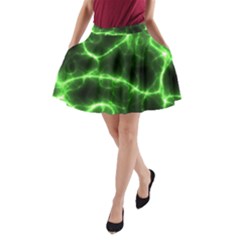 Lightning Electricity Pattern Green A-line Pocket Skirt by anzea