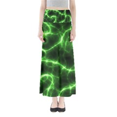 Lightning Electricity Pattern Green Full Length Maxi Skirt by anzea