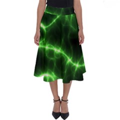 Lightning Electricity Pattern Green Perfect Length Midi Skirt by anzea