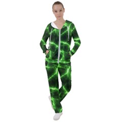 Lightning Electricity Pattern Green Women s Tracksuit