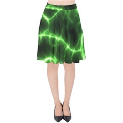 Lightning Electricity Pattern Green Velvet High Waist Skirt by anzea