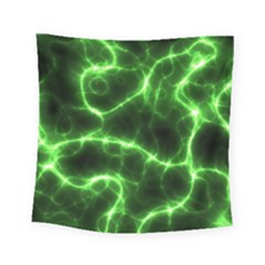 Lightning Electricity Pattern Green Square Tapestry (small)