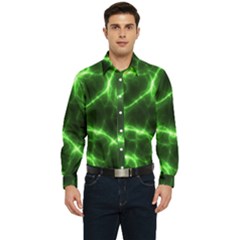 Lightning Electricity Pattern Green Men s Long Sleeve Shirt