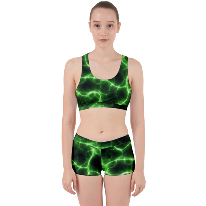 Lightning Electricity Pattern Green Work It Out Gym Set