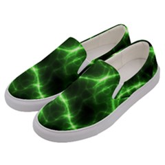 Lightning Electricity Pattern Green Men s Canvas Slip Ons