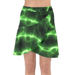 Lightning Electricity Pattern Green Wrap Front Skirt by anzea