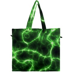 Lightning Electricity Pattern Green Canvas Travel Bag