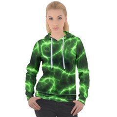 Lightning Electricity Pattern Green Women s Overhead Hoodie