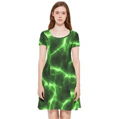 Lightning Electricity Pattern Green Inside Out Cap Sleeve Dress by anzea