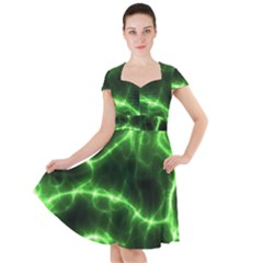 Lightning Electricity Pattern Green Cap Sleeve Midi Dress by anzea