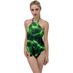 Lightning Electricity Pattern Green Go With The Flow One Piece Swimsuit by anzea