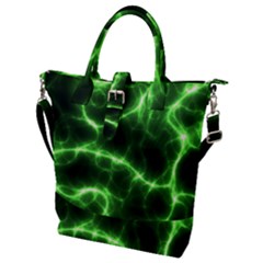 Lightning Electricity Pattern Green Buckle Top Tote Bag