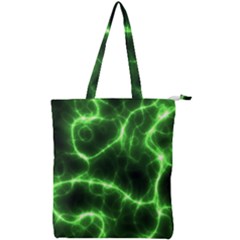 Lightning Electricity Pattern Green Double Zip Up Tote Bag