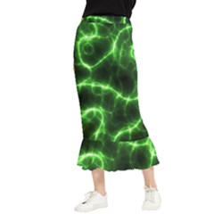 Lightning Electricity Pattern Green Maxi Fishtail Chiffon Skirt by anzea