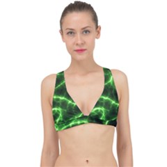 Lightning Electricity Pattern Green Classic Banded Bikini Top