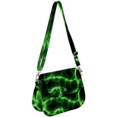 Lightning Electricity Pattern Green Saddle Handbag