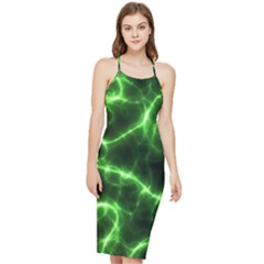 Lightning Electricity Pattern Green Bodycon Cross Back Summer Dress