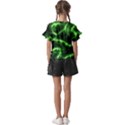 Lightning Electricity Pattern Green Kids  Cut Out Flutter Sleeves View2