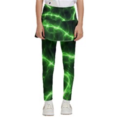 Lightning Electricity Pattern Green Kids  Skirted Pants by anzea