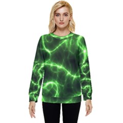 Lightning Electricity Pattern Green Hidden Pocket Sweatshirt