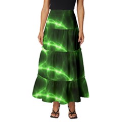 Lightning Electricity Pattern Green Tiered Ruffle Maxi Skirt by anzea