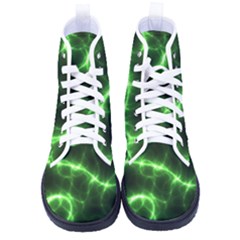 Lightning Electricity Pattern Green Women s High-top Canvas Sneakers by anzea