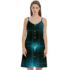 Light Shining Lighting Blue Night Women s Spaghetti Strap Pullover Cami Dress by anzea