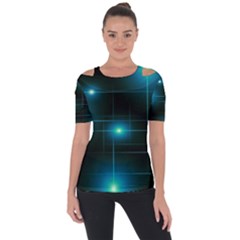 Light Shining Lighting Blue Night Shoulder Cut Out Short Sleeve Top by anzea