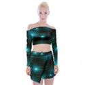 Light Shining Lighting Blue Night Off Shoulder Top with Mini Skirt Set View1