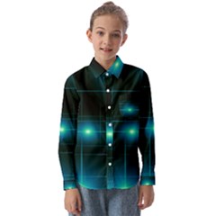 Light Shining Lighting Blue Night Kids  Long Sleeve Shirt by anzea