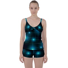 Light Shining Lighting Blue Night Tie Front Two Piece Tankini