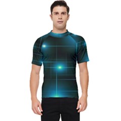 Light Shining Lighting Blue Night Men s Short Sleeve Rash Guard by anzea