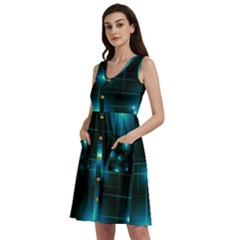 Light Shining Lighting Blue Night Sleeveless Dress With Pocket by anzea