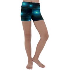 Light Shining Lighting Blue Night Kids  Lightweight Velour Yoga Shorts by anzea