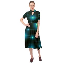 Light Shining Lighting Blue Night Keyhole Neckline Chiffon Dress