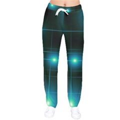 Light Shining Lighting Blue Night Women Velvet Drawstring Pants by anzea