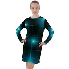 Light Shining Lighting Blue Night Long Sleeve Hoodie Dress