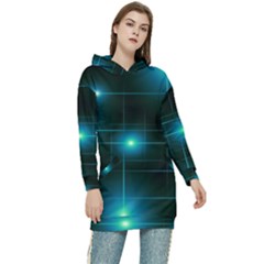 Light Shining Lighting Blue Night Women s Long Oversized Pullover Hoodie