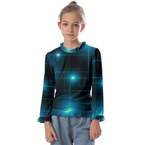 Light Shining Lighting Blue Night Kids  Frill Detail T-shirt by anzea