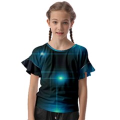 Light Shining Lighting Blue Night Kids  Cut Out Flutter Sleeves by anzea