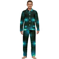 Light Shining Lighting Blue Night Men s Long Sleeve Velvet Pocket Pajamas Set by anzea