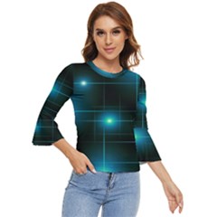 Light Shining Lighting Blue Night Bell Sleeve Top