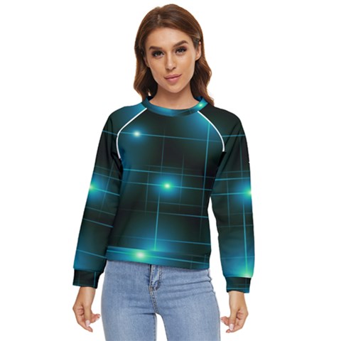 Light Shining Lighting Blue Night Women s Long Sleeve Raglan T-shirt by anzea