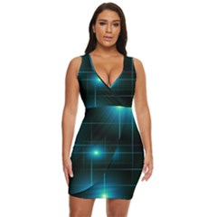 Light Shining Lighting Blue Night Draped Bodycon Dress