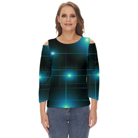 Light Shining Lighting Blue Night Cut Out Wide Sleeve Top by anzea