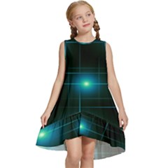 Light Shining Lighting Blue Night Kids  Frill Swing Dress