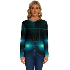 Light Shining Lighting Blue Night Long Sleeve Crew Neck Pullover Top by anzea