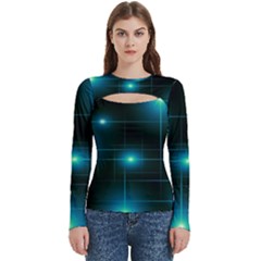 Light Shining Lighting Blue Night Women s Cut Out Long Sleeve T-shirt by anzea