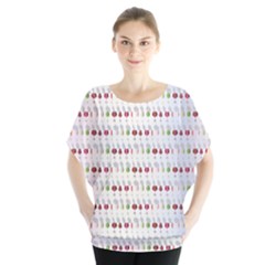 Wine Glass Pattern Batwing Chiffon Blouse