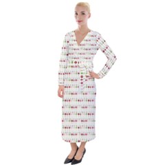 Wine Glass Pattern Velvet Maxi Wrap Dress